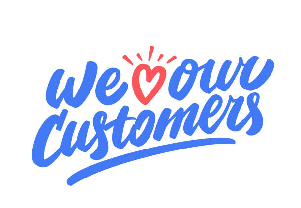 HOME PAGE we love our customers. vector hand drawn lettering.